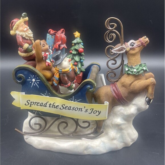 CHRISTMAS “Spread the Season’s Joy” Santa Sleigh Holiday Cheese Spreaders - Picture 1 of 16